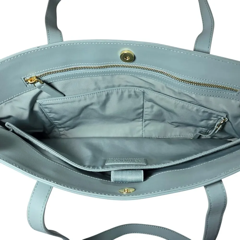 Quince Italian Leather Classic Tote Bag Dusty Blue NWT Laptop Work Shoulder Bag
